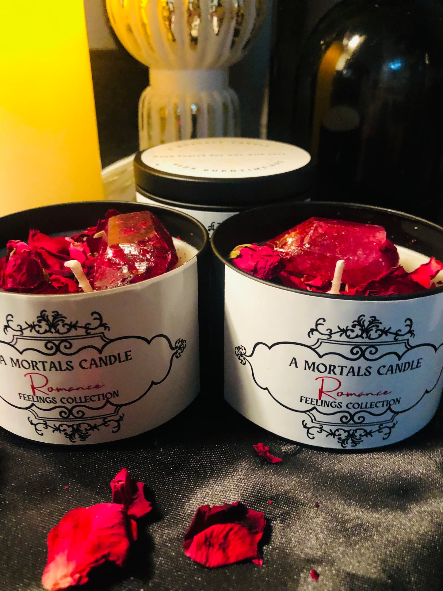Romance Herbal + colored Quartz Candle