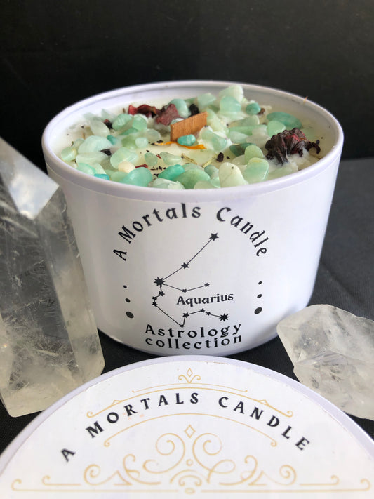 Aquarius Gemstone + Herbal Candle